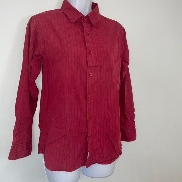 Arrow Womens L Shirt Red Maroon Long Sleeve Career Work Button Up - Picture 5 of 9